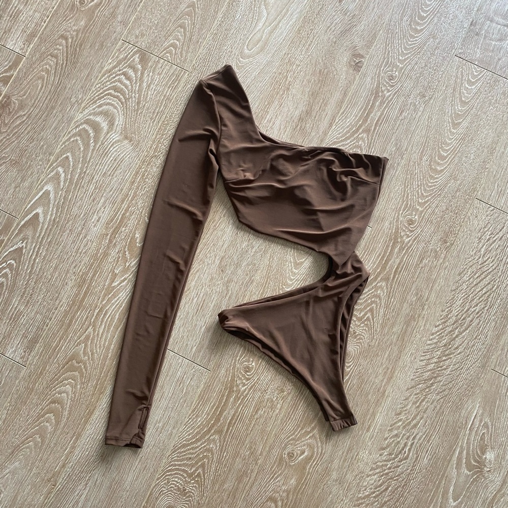 Brown Cutout Bodysuit